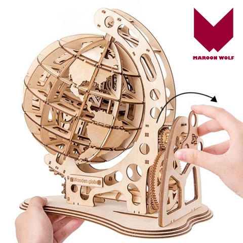 MW. Wooden globe DIY assembled creative 3D toy