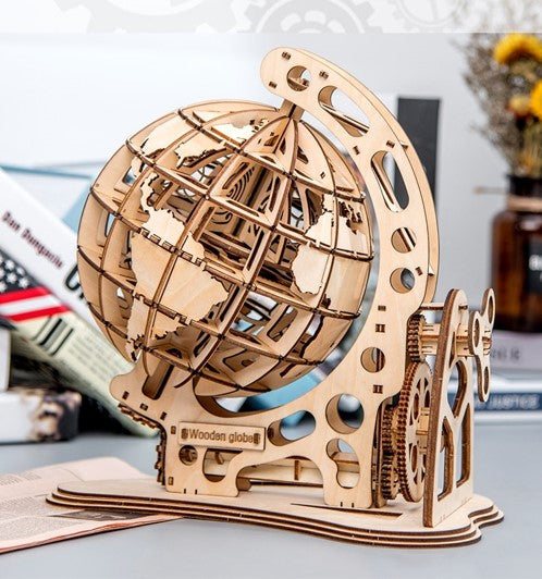 MW. Wooden globe DIY assembled creative 3D toy