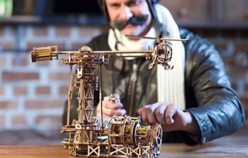 MW. Wooden Mechanical Assembly of Birthday Gifts for Pilots Gift Model