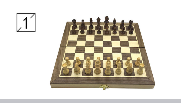 Chess Wooden Checker Board Solid - Wood Pieces Folding Chess Board