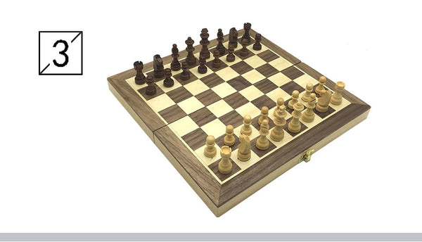 Chess Wooden Checker Board Solid - Wood Pieces Folding Chess Board