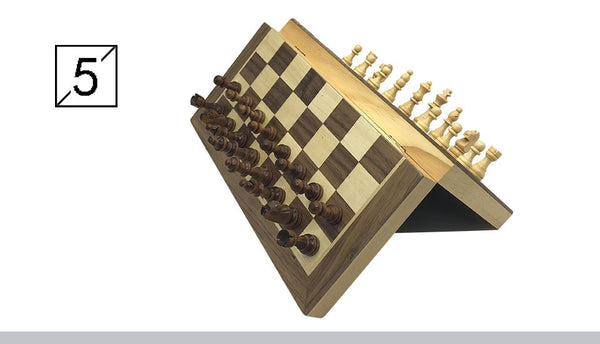 Chess Wooden Checker Board Solid - Wood Pieces Folding Chess Board