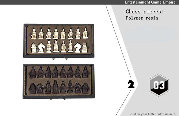 Retro Chess Set Board- Terracotta Warriors Lifelike Pieces High-density Board