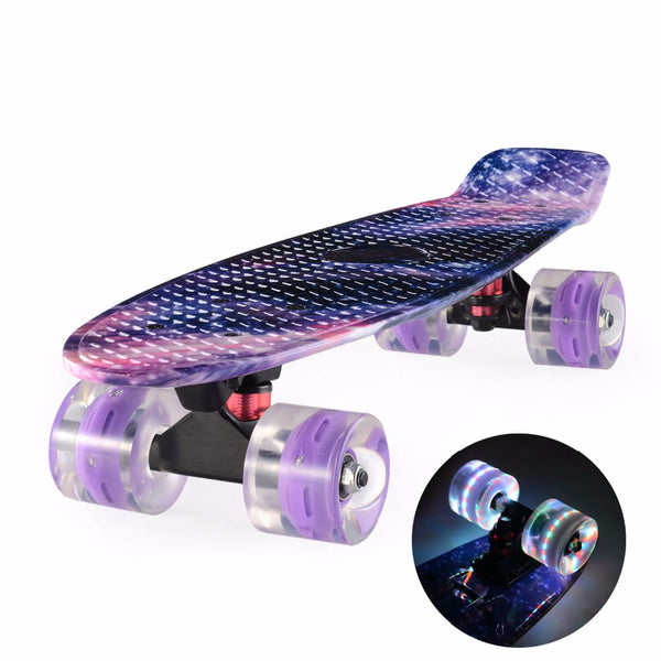 22 inch Cruiser Penny Skateboard - Graphic Galaxy Complete - Led Light