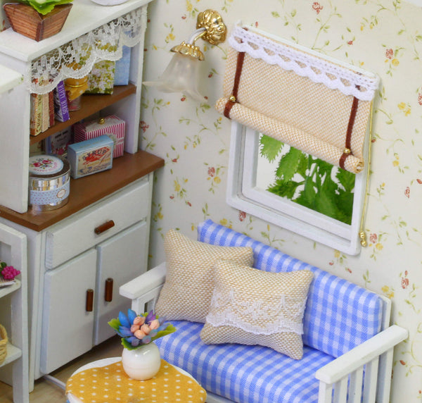 Doll House Furniture DIY Miniature Model Dust Cover 3D Wooden Dollhouse - H013 #E