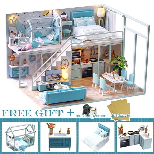 DIY DollHouse Wooden doll Houses Miniature  Furniture Kit - L026