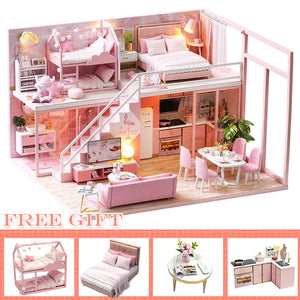 DIY DollHouse Wooden doll Houses Miniature  Furniture Kit - L026