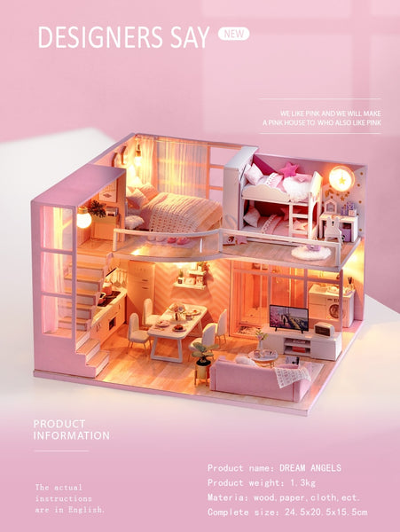 DIY DollHouse Wooden doll Houses Miniature  Furniture Kit - L026