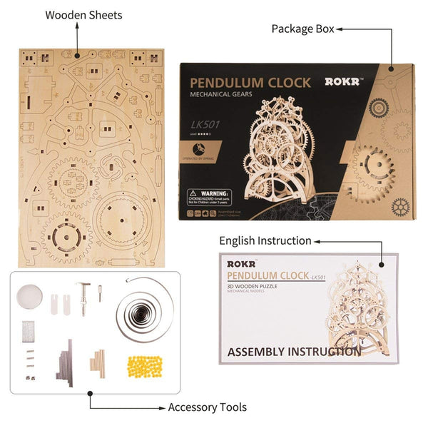 DIY 3D Wooden Puzzle Model Toys Assembly Mechanical Gear Drive Toys