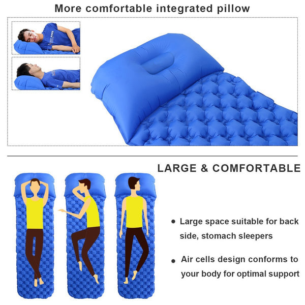 Outdoor Inflatable Sleeping Pad Inflatable Air Cushion - Camping Mat with Pillow