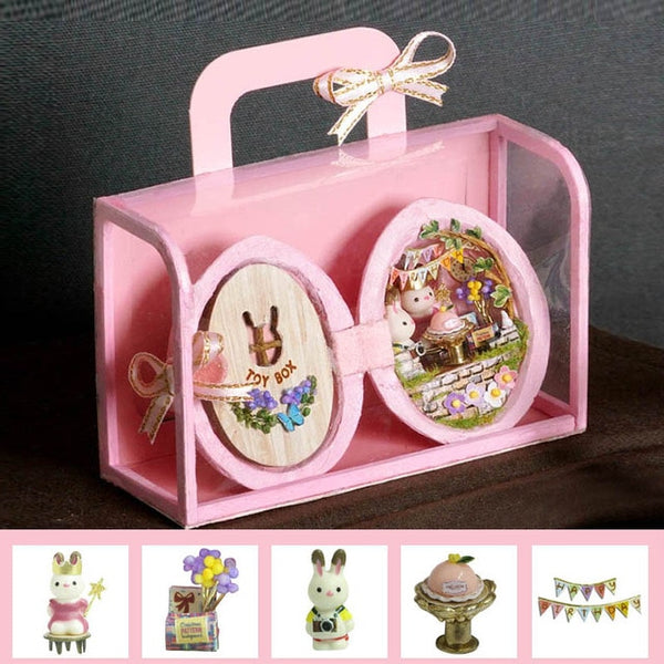 CUTE ROOM Doll House Furnitures Box DIY Model Miniatures Wooden Dollhouse