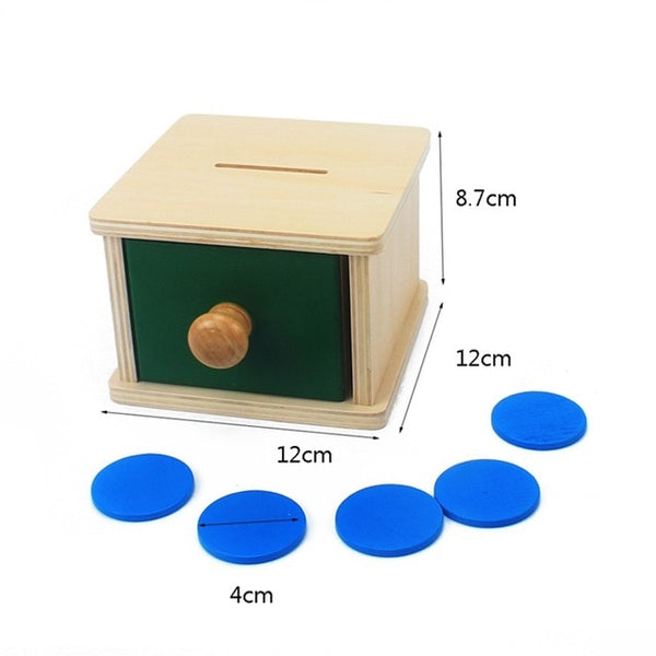 Imbucare Box - Box Coin Wooden Vertical Horizontal Discs Basic & Life Toys Hand & Feet Finders