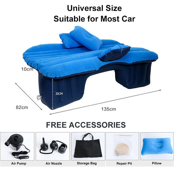 Inflatable Travel Mattress Bed for Car Back Seat - Sofa Pillow Outdoor Camping