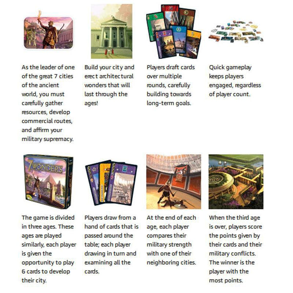 7 Wonders / Duel Board Game Multi-Colored Cards Family Home Entertainment