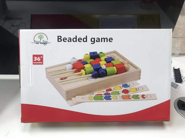 MW. Educational wooden colorful shape stick Beading toys