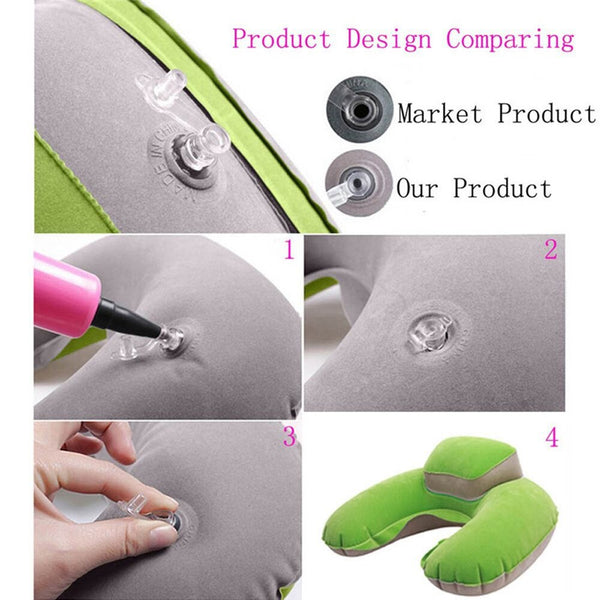 Portable U-Shape Neck Support inflatable Pillow - cervical collar