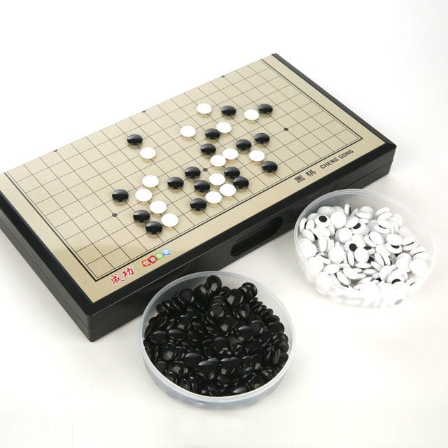 Portable Magnetic Go Game Set with Single Convex Magnetic Plastic Stones
