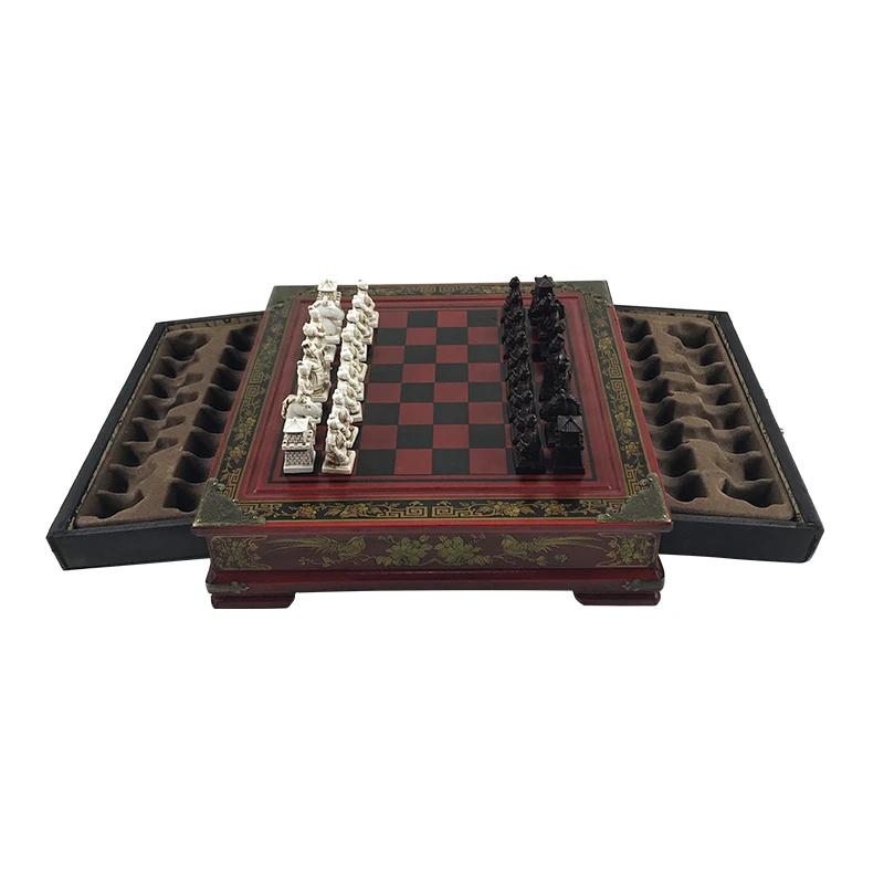 Retro Chess Set Board- Terracotta Warriors Lifelike Pieces High-density Board