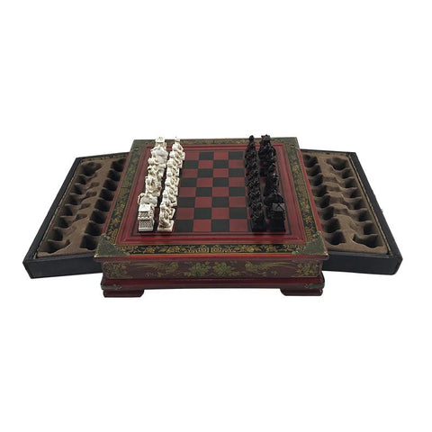 Retro Chess Set Board- Terracotta Warriors Lifelike Pieces High-density Board