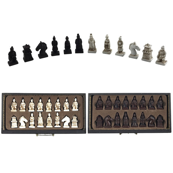 Retro Chess Set Board- Terracotta Warriors Lifelike Pieces High-density Board