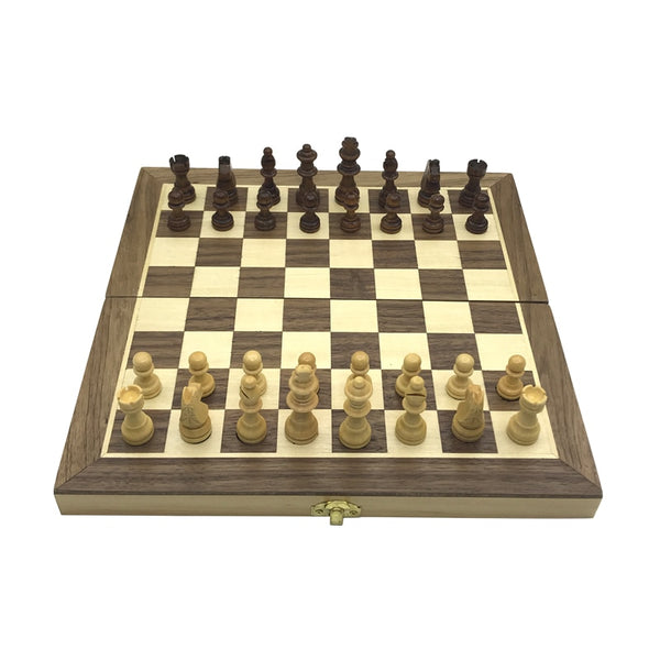 Chess Wooden Checker Board Solid - Wood Pieces Folding Chess Board