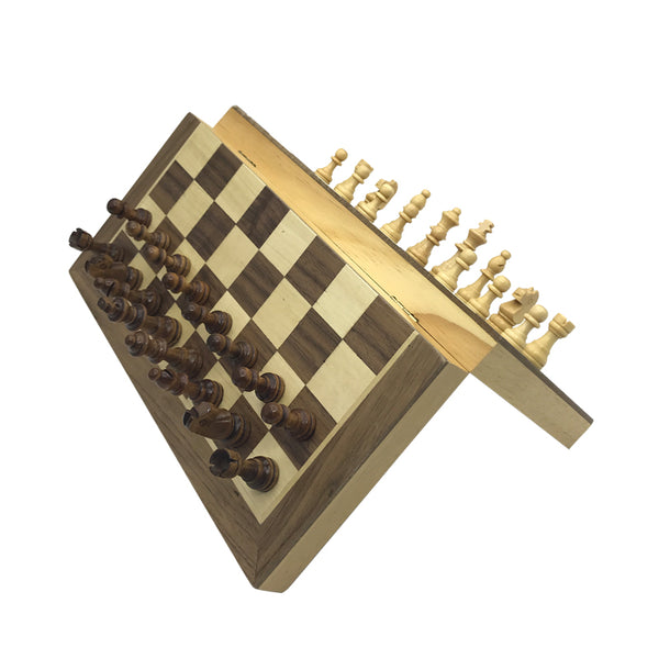 Chess Wooden Checker Board Solid - Wood Pieces Folding Chess Board