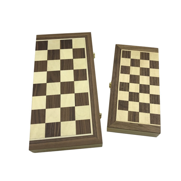 Chess Wooden Checker Board Solid - Wood Pieces Folding Chess Board