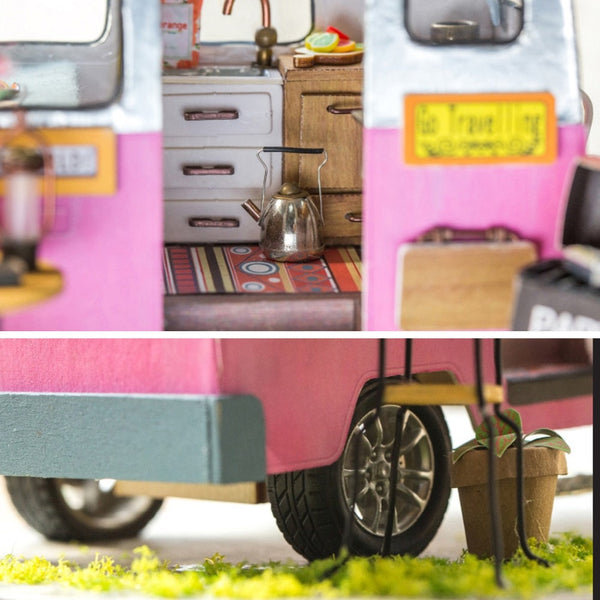 DIY Happy Camper with Furniture Children Adult Miniature Wooden Doll House