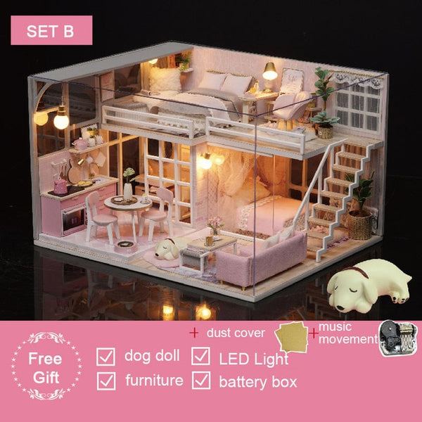 DIY DollHouse Wooden doll Houses Miniature  Furniture Kit - L026