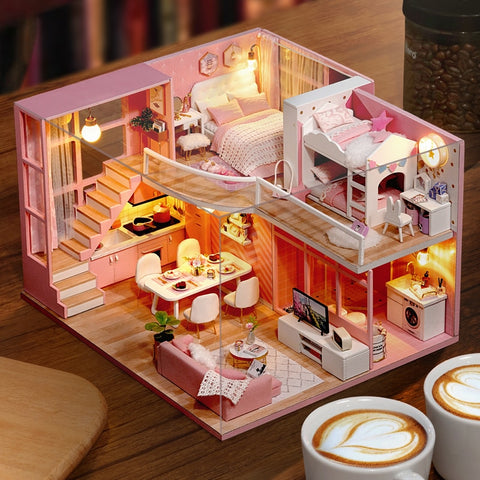 DIY DollHouse Wooden doll Houses Miniature  Furniture Kit - L026