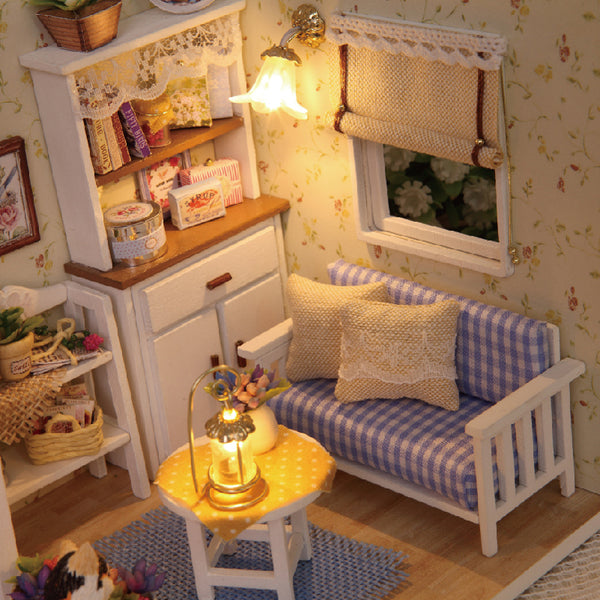 Doll House Furniture DIY Miniature Model Dust Cover 3D Wooden Dollhouse - H013 #E