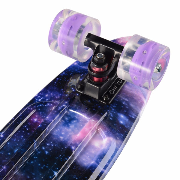 22 inch Cruiser Penny Skateboard - Graphic Galaxy Complete - Led Light