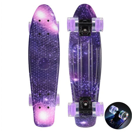 22 inch Cruiser Penny Skateboard - Graphic Galaxy Complete - Led Light