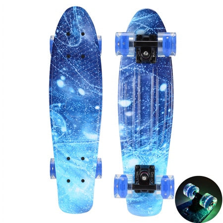 22 inch Cruiser Penny Skateboard - Graphic Galaxy Complete - Led Light