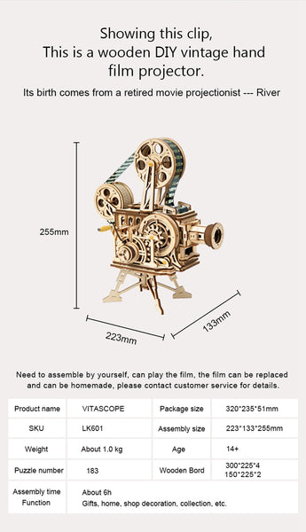 Mechanical Model 3D Wooden Puzzle Film Projector Treasure - LG/LK/AM