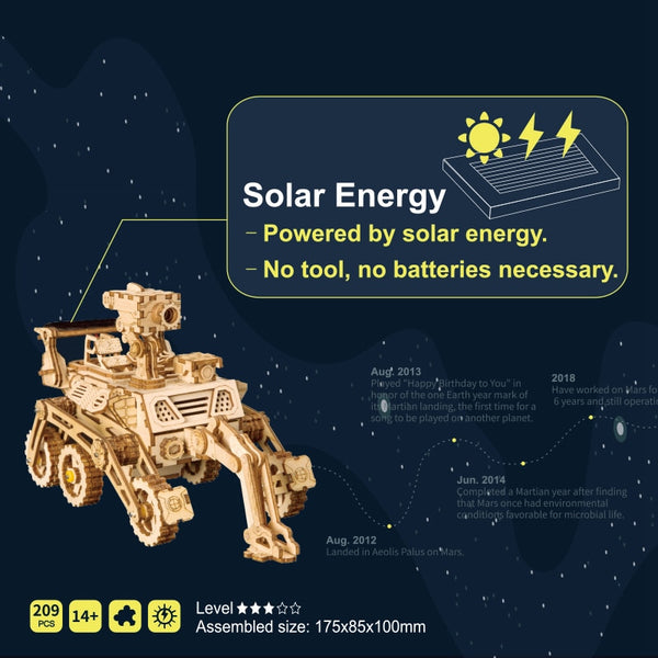 Wooden Solar Energy Powered 3D Moveable Space Hunting DIY Model - LS402